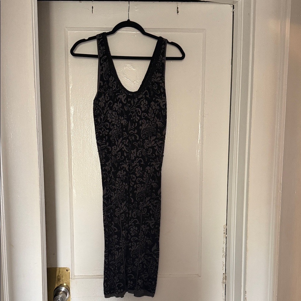 Free People Black Patterned Midi Tank Dress